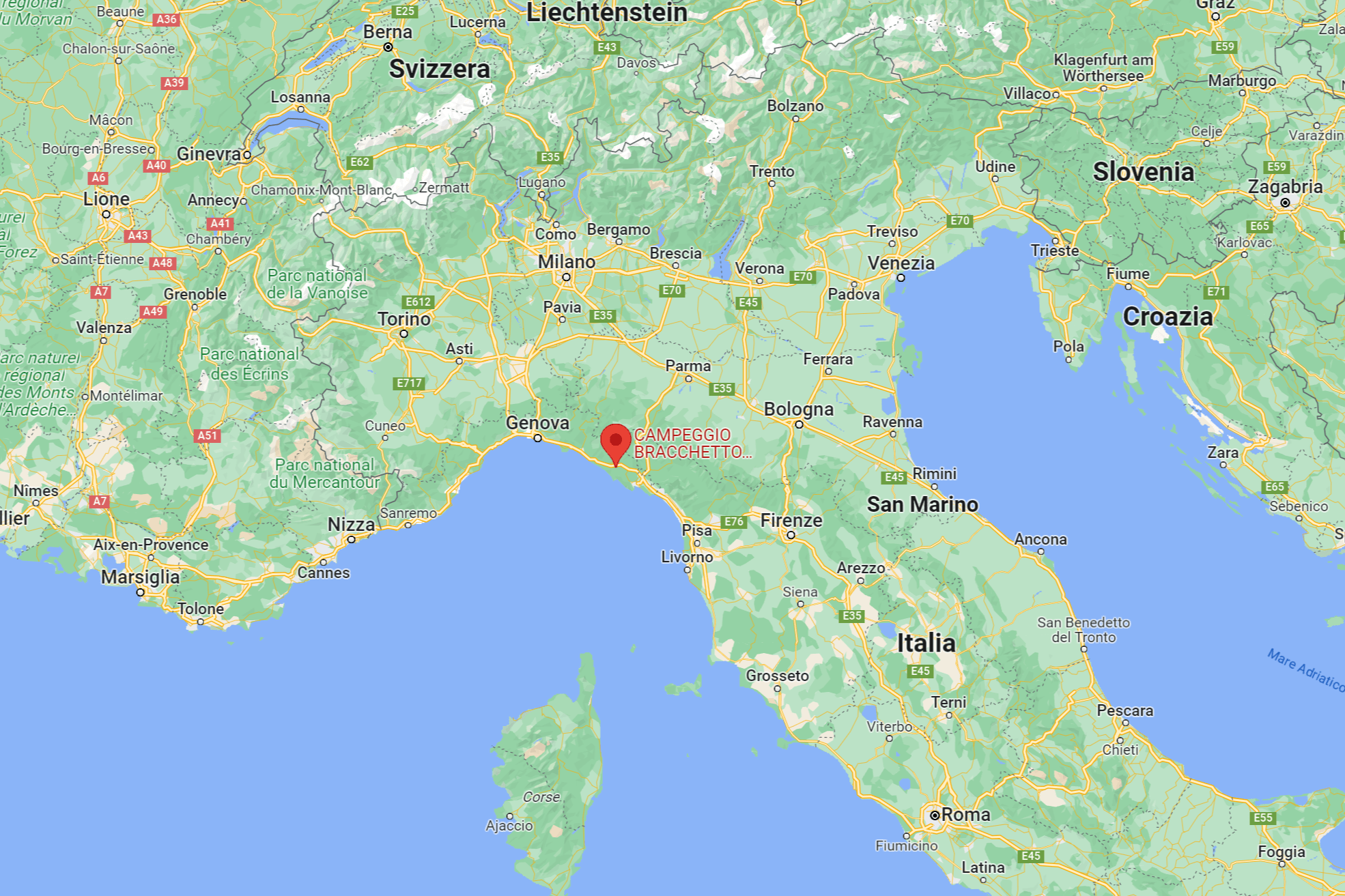 Posizione Campeggio - Liguria